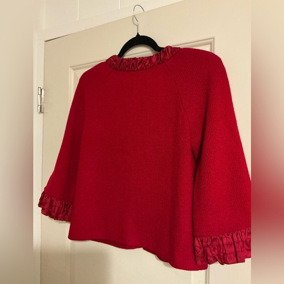 St John Collection Red Cardigan Vintage Made USA Wool Rayon Retro Workwear - Picture 2 of 5